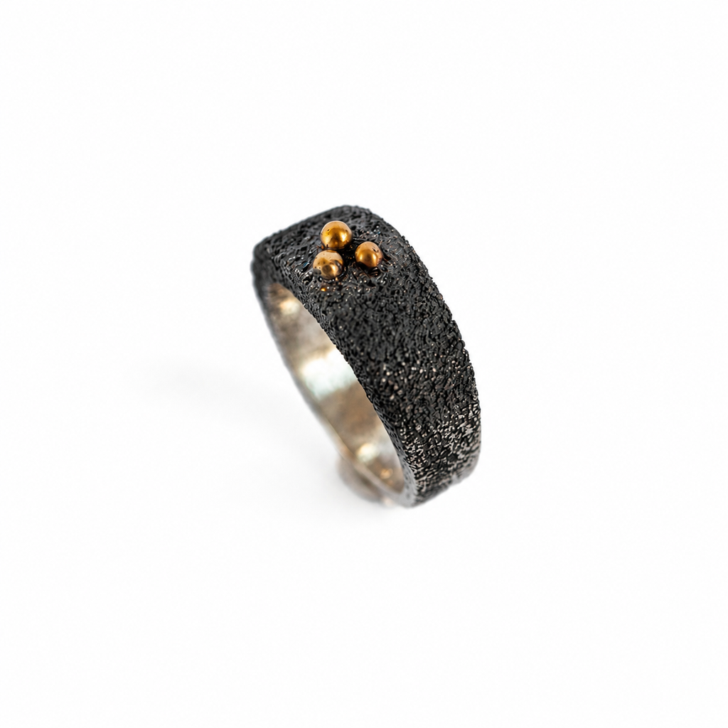 Anillo ancho 3 bolas Oro