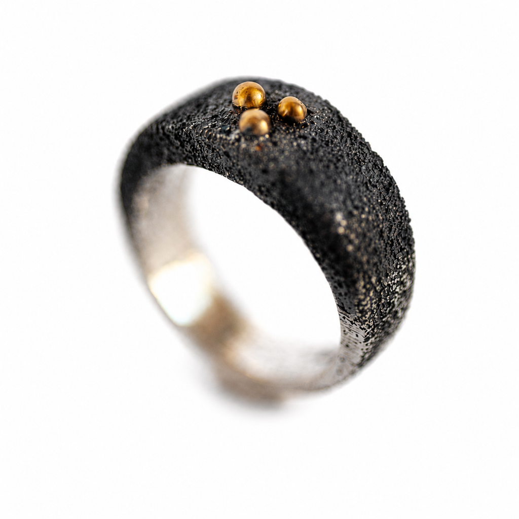 Anillo ancho 3 bolas Oro