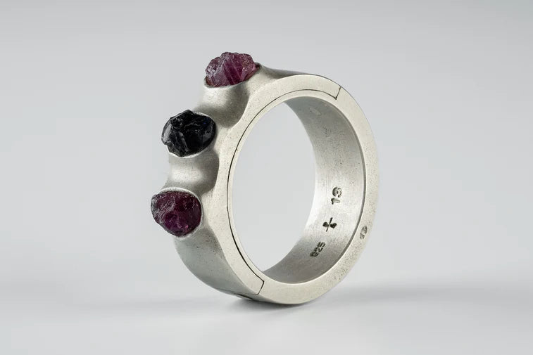 Terrestrial Surfaced, 3 Winza Sapphires Ring