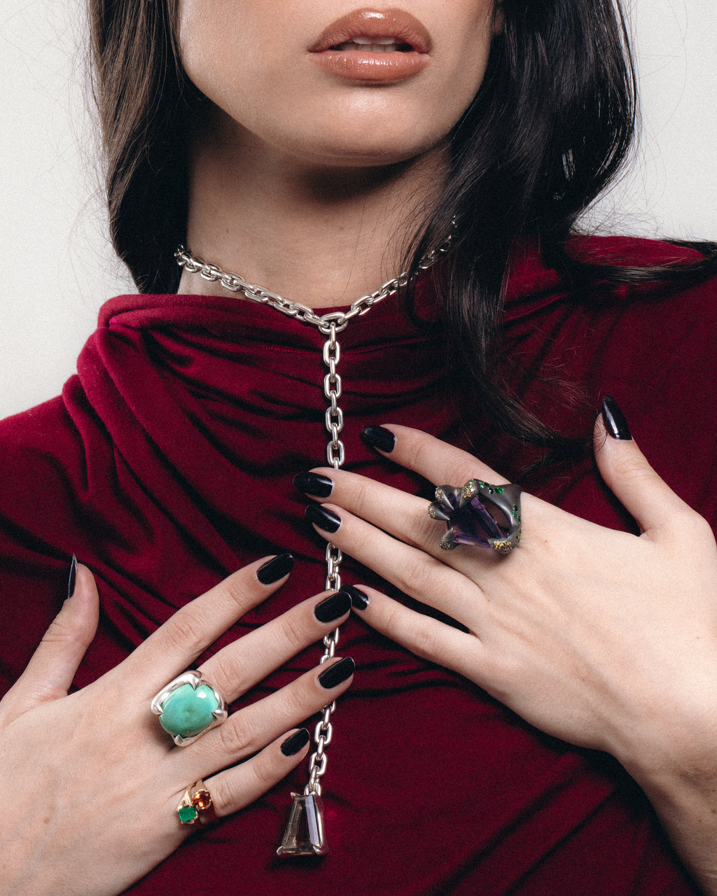 OLD TRICKS SMOKEY QUARTZ LARIAT NECKLACE