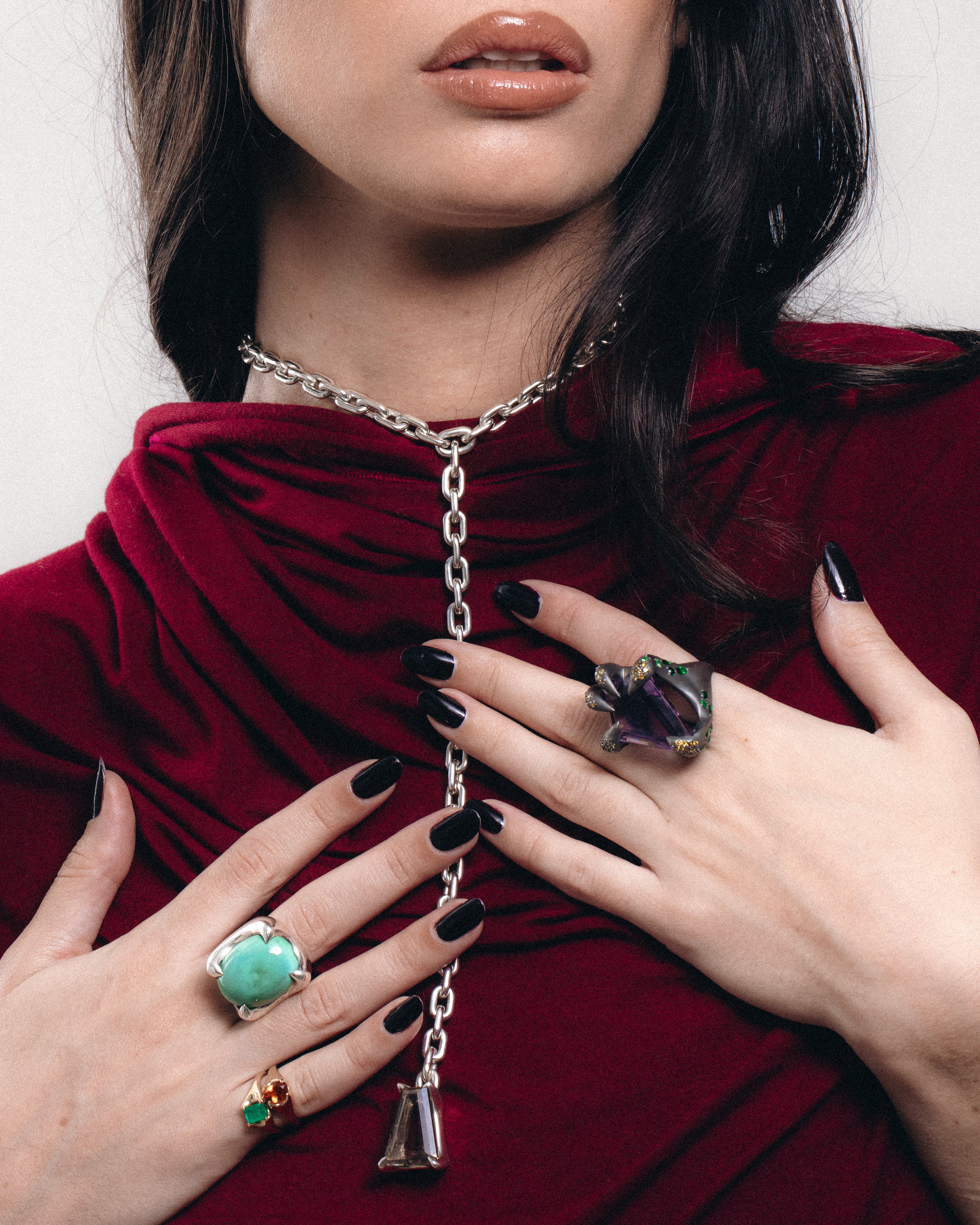OLD TRICKS SMOKEY QUARTZ LARIAT NECKLACE