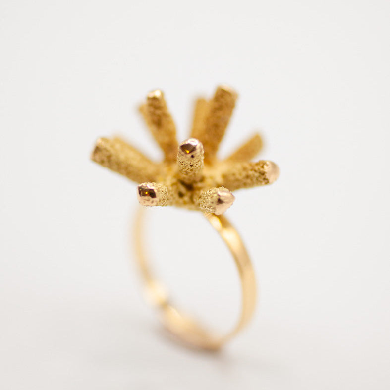 Small Gold Sea Urchin Ring