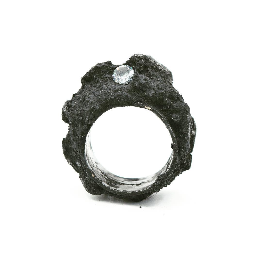 Obsidian Moissanite Ring