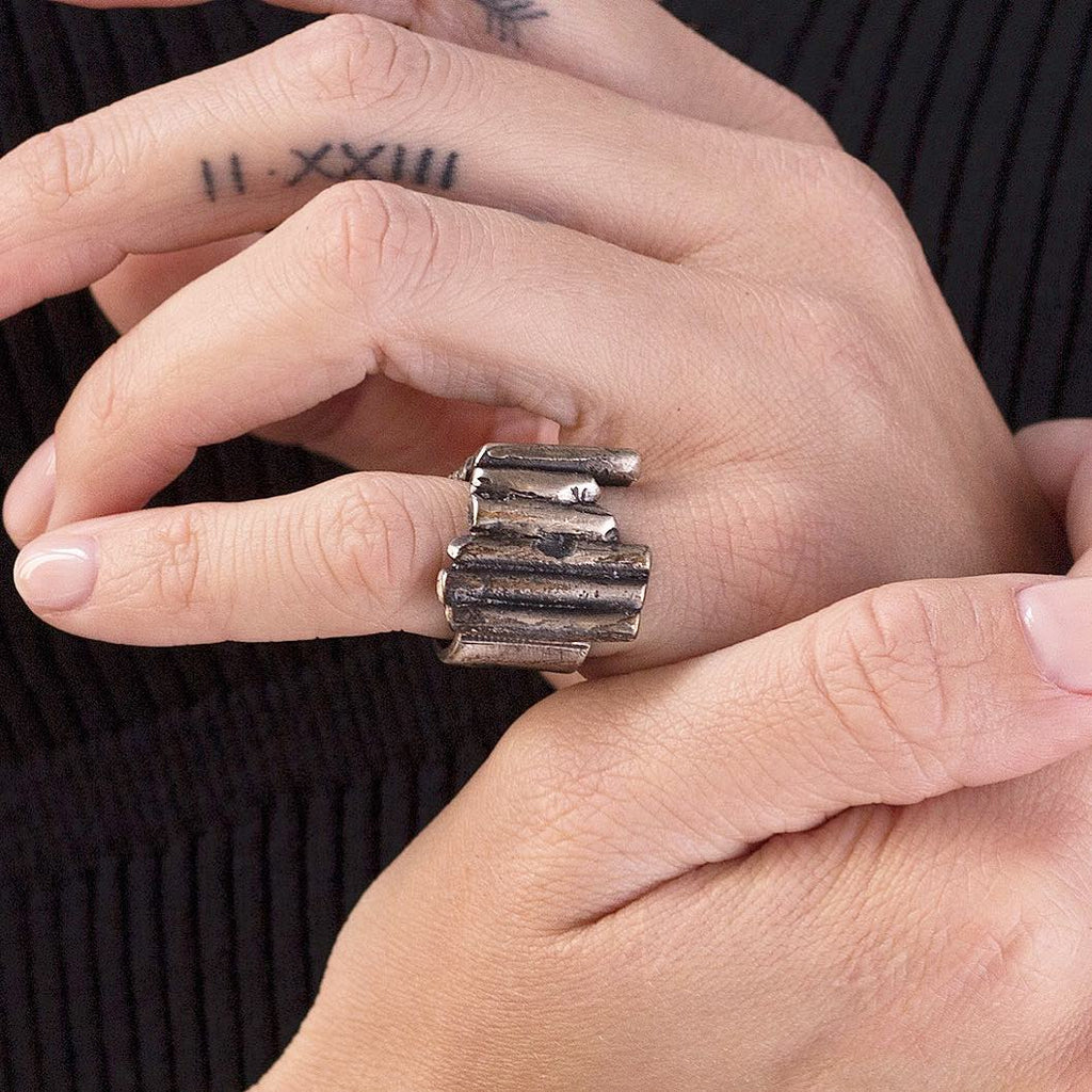 Half Square Sterling Ring