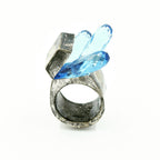Blue Crystal Burst Ring