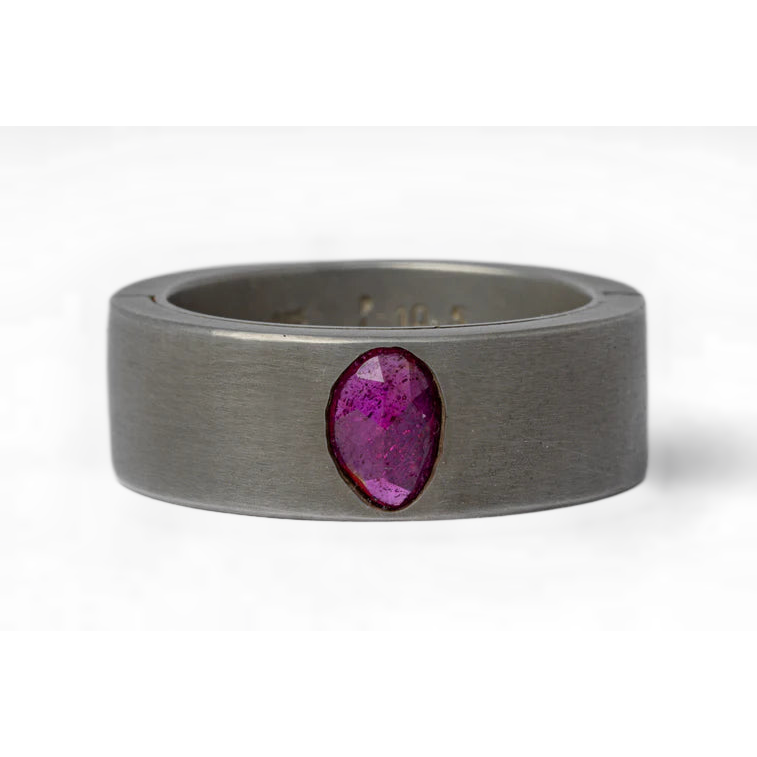 Punchout Setting, Ruby Faceted Slab Ring