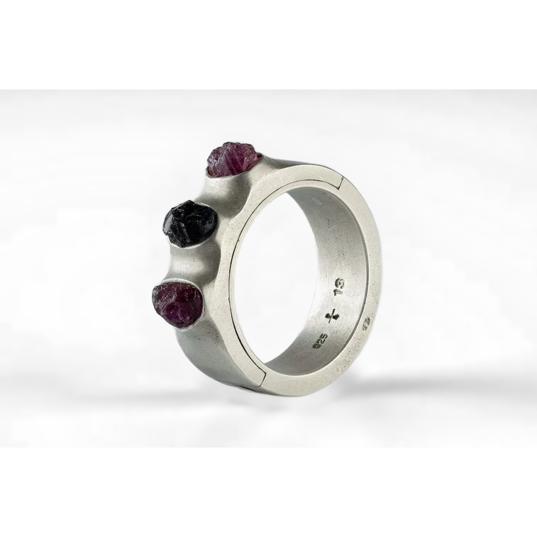 Terrestrial Surfaced, 3 Winza Sapphires Ring