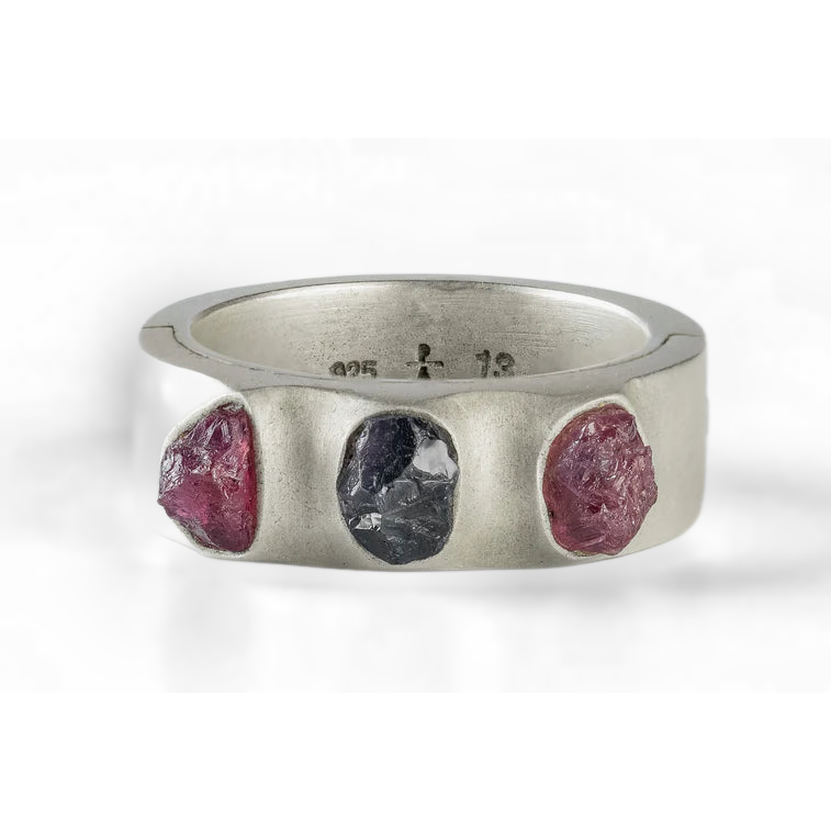 Terrestrial Surfaced, 3 Winza Sapphires Ring
