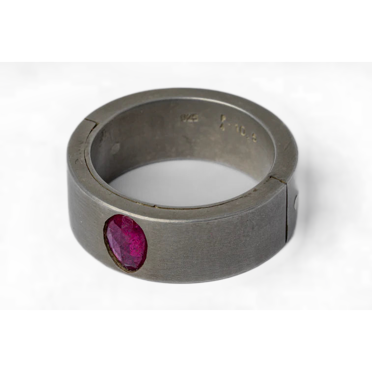 Punchout Setting, Ruby Faceted Slab Ring