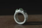 Terrestrial Surfaced, 3 Rough Green Sapphires Ring