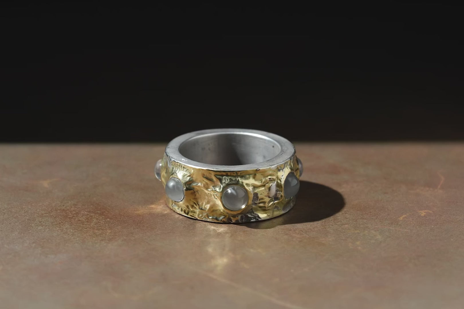 Terrestrial Surfaced, Rainbow Moonstones Ring